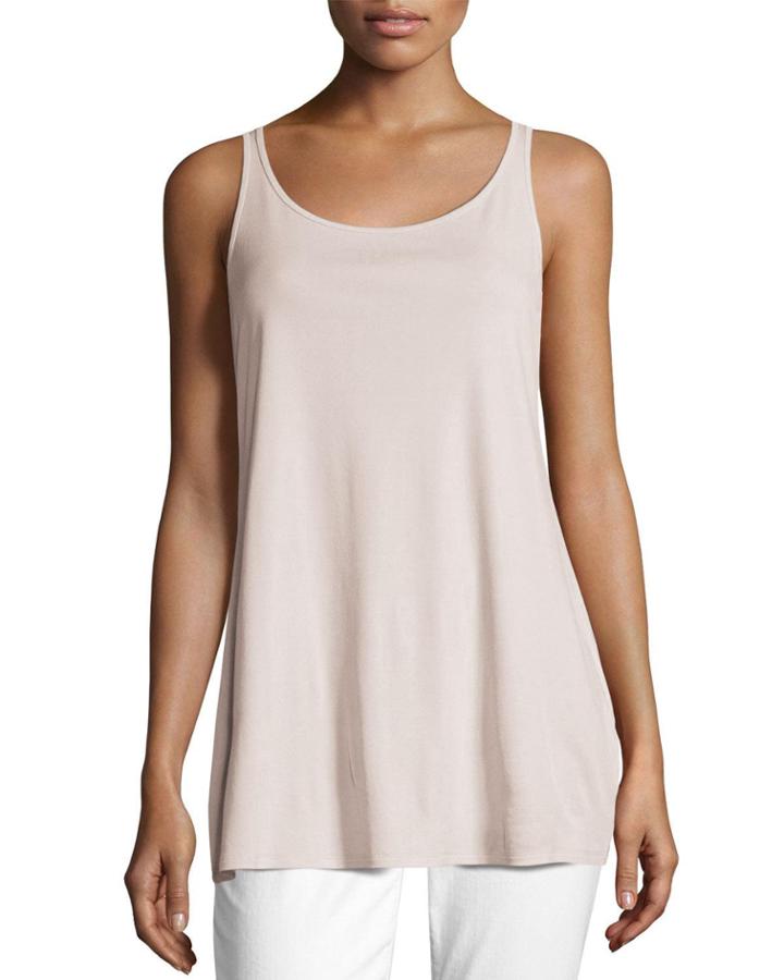 Plus Size Scoop-neck Stretch Silk Jersey Tunic