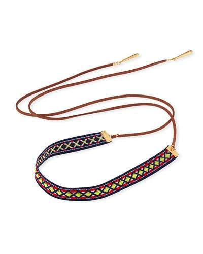 Woven Wraparound Choker Lariat Necklace, Brown