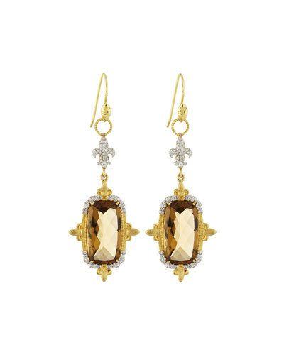 18k Citrine & Pave Double-drop Earring Charms