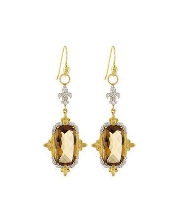 18k Citrine & Pave Double-drop Earring Charms