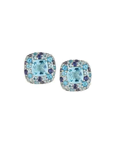 Batu Klasik Mixed-gem Button Earrings