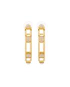 Monaco White Quartz Hoop Earrings, White