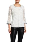 Trumpet-sleeve Lace Knit Blouse