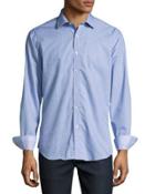 Dot-print Sport Shirt, Classic Blue