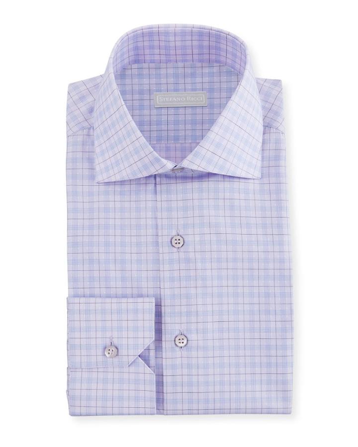 Men's Check Spread-collar Dress