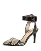 Tabitha Snake-embossed Faux-leather Pumps