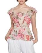 Christie Floral-print Ruffle Peplum Top