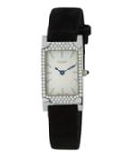 Rectangular Watch W/ Diamond Pav&eacute; & Nylon