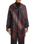 Boucle Plaid Buckle-front Cape