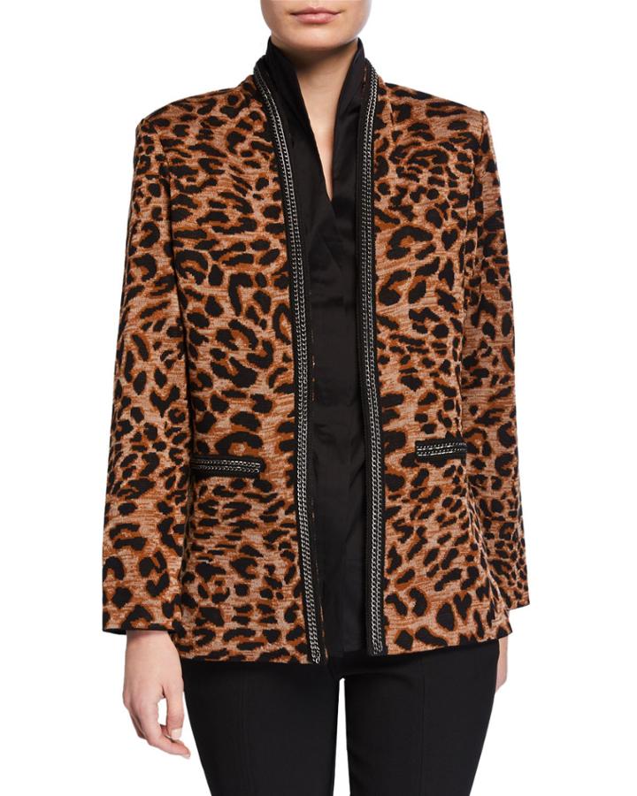 Leopard-print Jacket With Chain Detail