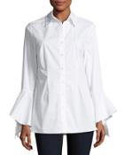 Bell-sleeve Button-up Top