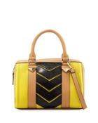 Faux-leather Snake-embossed Duffle Bag, Yellow/camel