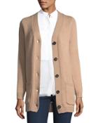 Cashmere Long Button-front Cardigan