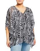 Chiffon-overlay Contrast-lining Blouse,