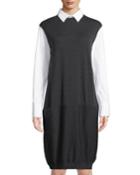 Wool-blend Sheath Dress With Poplin