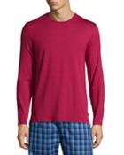 Solid Long-sleeve Jersey Lounge T-shirt, Ruby