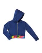 Girl's Hooded Zip-up Jacket W/ Rainbow Hem,
