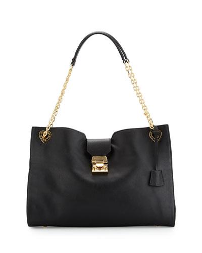 Angelo Leather Shoulder Bag, Black