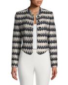 Tweed-knit Mandarin-neck Jacket