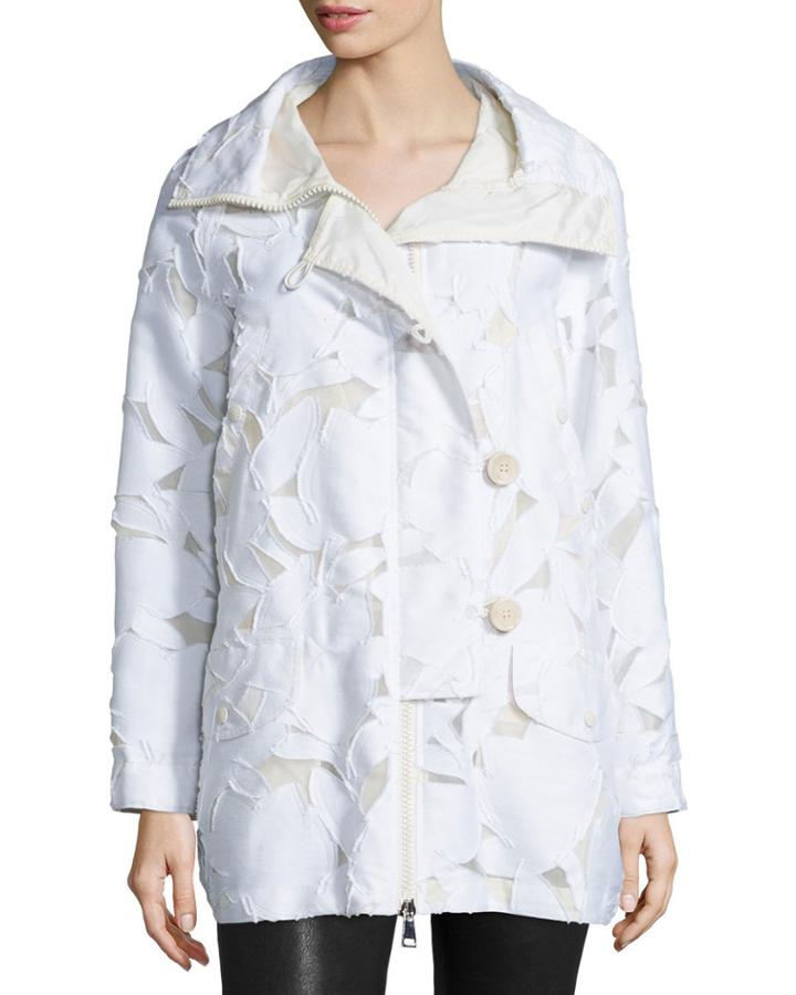 Pistache Floral Burnout Jacket, Cream