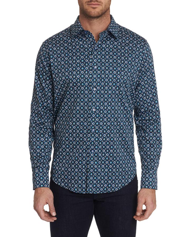 Men's Nicholson Patterned Sport Shirt With Contrast Detail