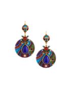 Jasper & Crystal Paisley Decoupage Drop Earrings