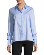 Ruffle-cuff Button-down Blouse