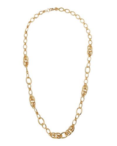 Long Oval Link Necklace, Golden