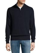 Relaxed Sweater With Zip Collar, Blue Night