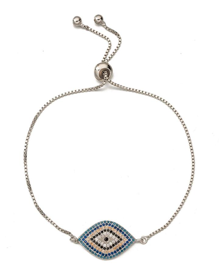 Cubic Zirconia Pave Evil Eye Bracelet