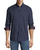 Men's Micro-dot Sport Shirt With Contrast Cuffs