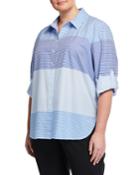 Plus Size Stripe Button Down Top