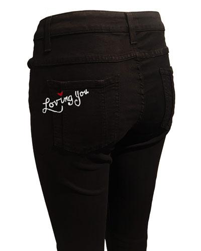 Stacey Loving You Embroidered Bell-bottom Jeans