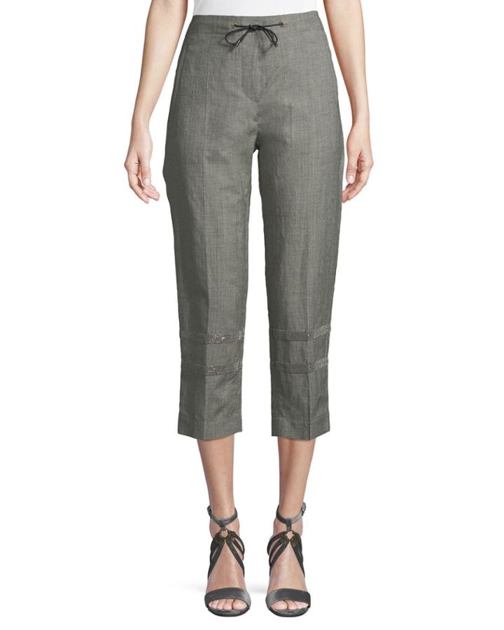 Monili Striped Houndstooth Crop Pants