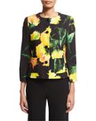 Button-front Carnation-print Jacket