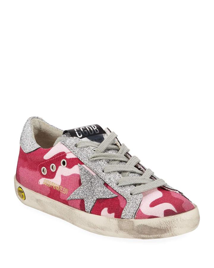 Girls' Superstar Glittered Camo Low-top Sneakers, Toddler/kids