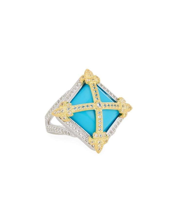 Fleur Cross Ring W/ Turquoise,