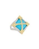 Fleur Cross Ring W/ Turquoise,