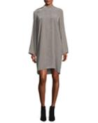 Long-sleeve High-neck Velvet Tunic Dress