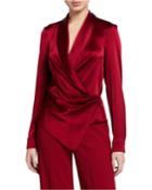 Aurora Draped Shawl-collar Wrap Top
