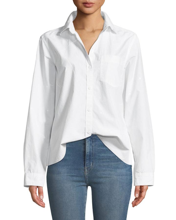 The Ivie Button-front Cross-back Paint-splatter Cotton