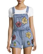 Floral-applique Denim