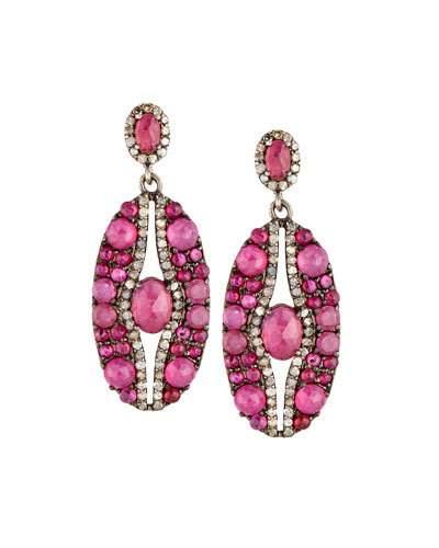 Composite Ruby & Diamond Drop Earrings