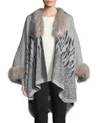 Cold Weather Ruana W/ Faux-fur Trim