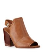 Icelynn Leather Peep-toe Booties