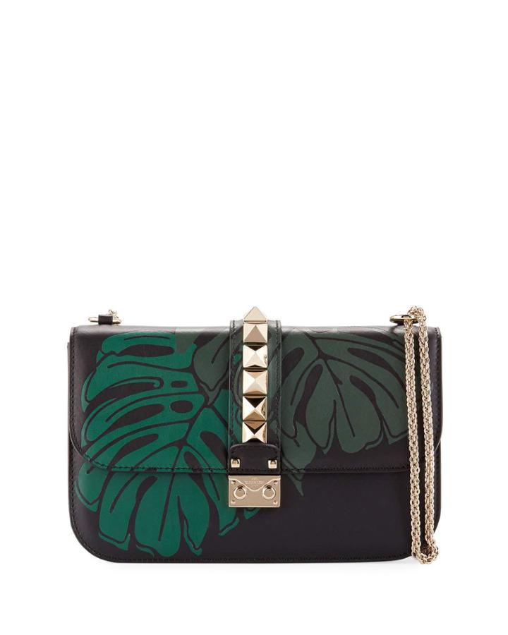 Lock Medium Leaf-print Leather