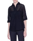 Dotted Lace 3/4-sleeve Popover Blouse