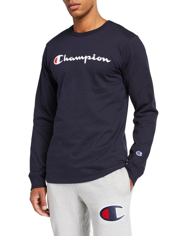 Men's Logo Crewneck Long-sleeve Jersey T-shirt