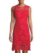 Sleeveless Floral Lace A-line Dress