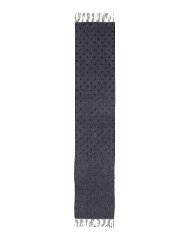 Graduated Spot Cashmere Scarf W/fringe, Navy